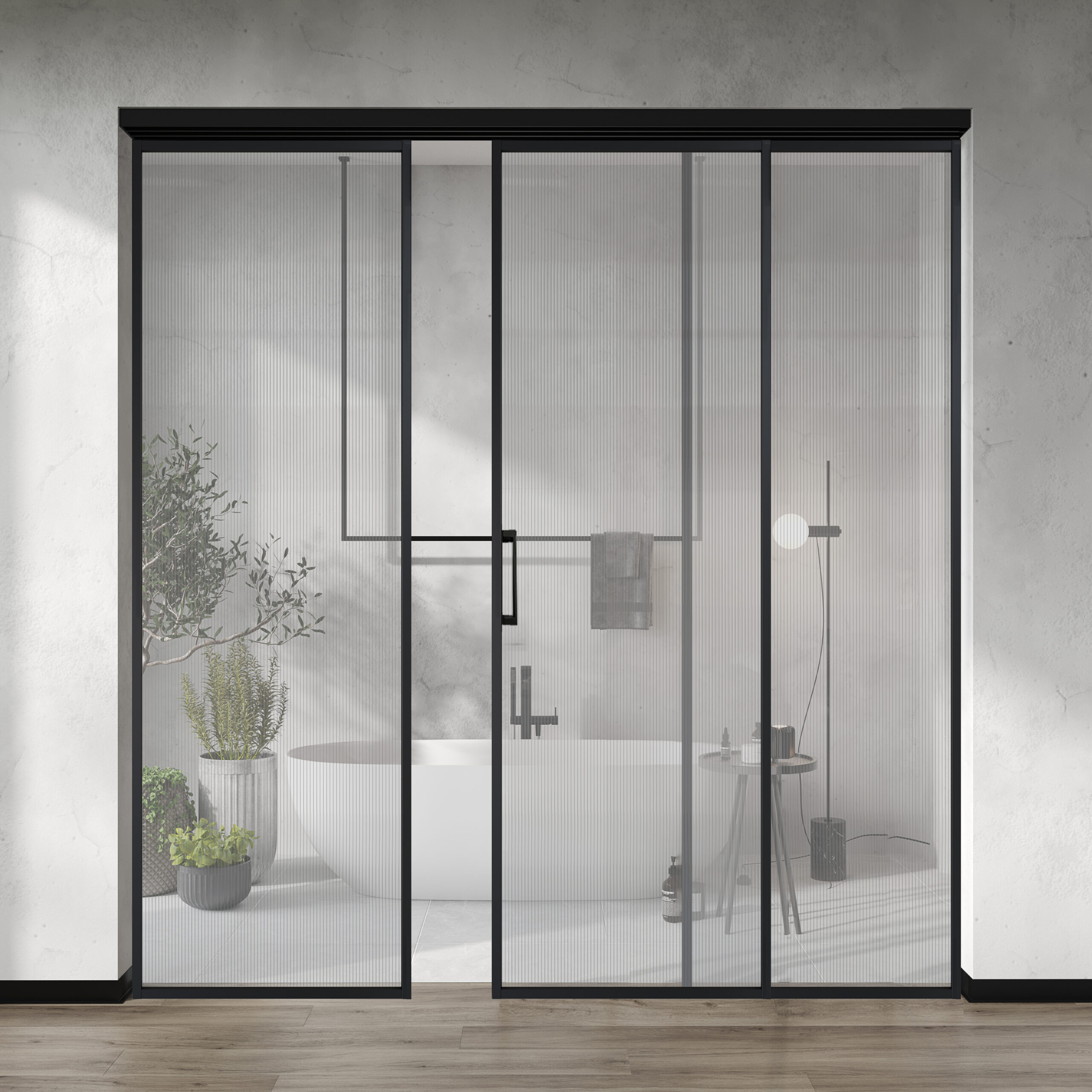 Трёхстворчатая раздвижная перегородка